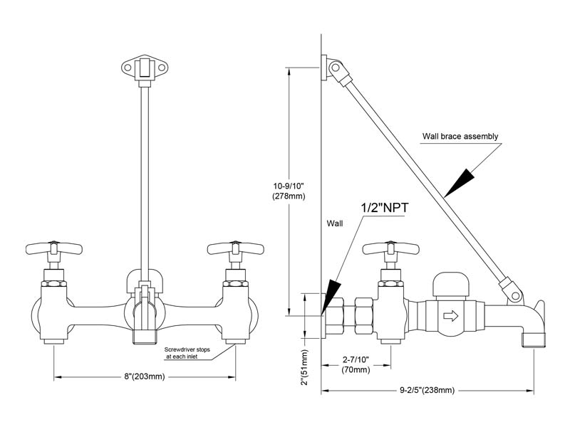 American Standard Mop Sink Faucet Size A980