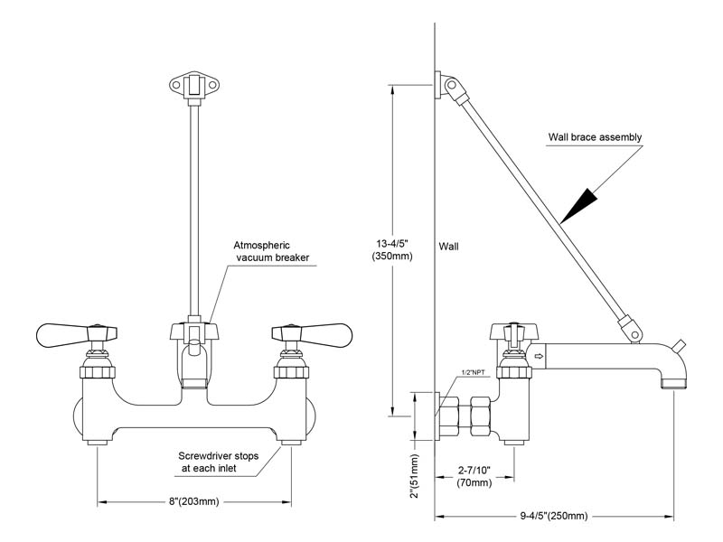 American Standard Mop Sink Faucet Size B980