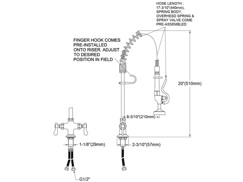 Bar Pre Rinse Faucet Size 98001MN-1