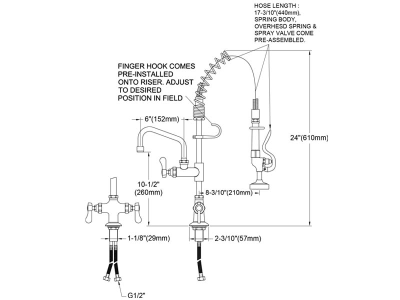 Bar Pre Rinse Faucet Size 98001MN-2