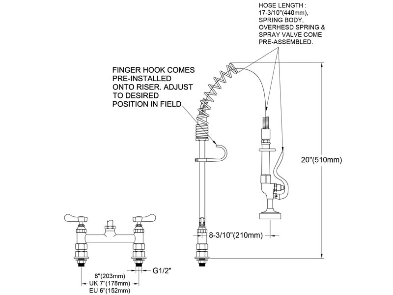 Bar Pre Rinse Faucet Size 98007MN-1