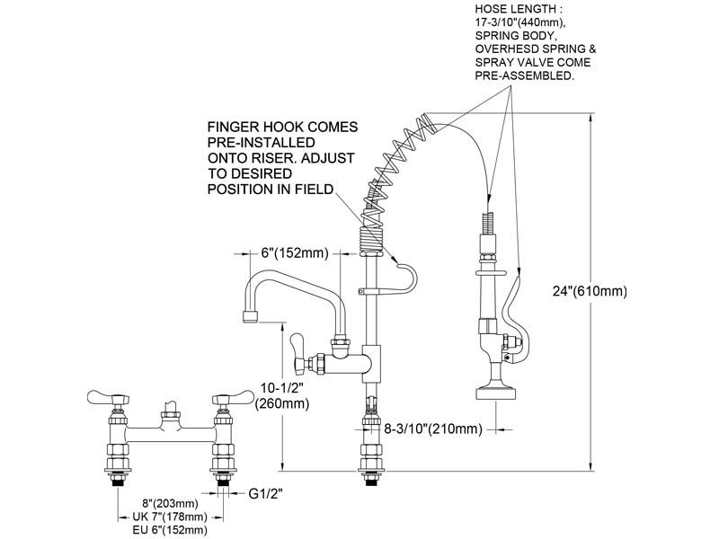Bar Pre Rinse Faucet Size 98007MN-2