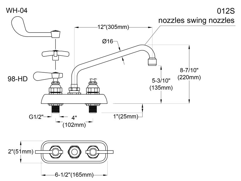Bar Sink Faucet Size 9800-12