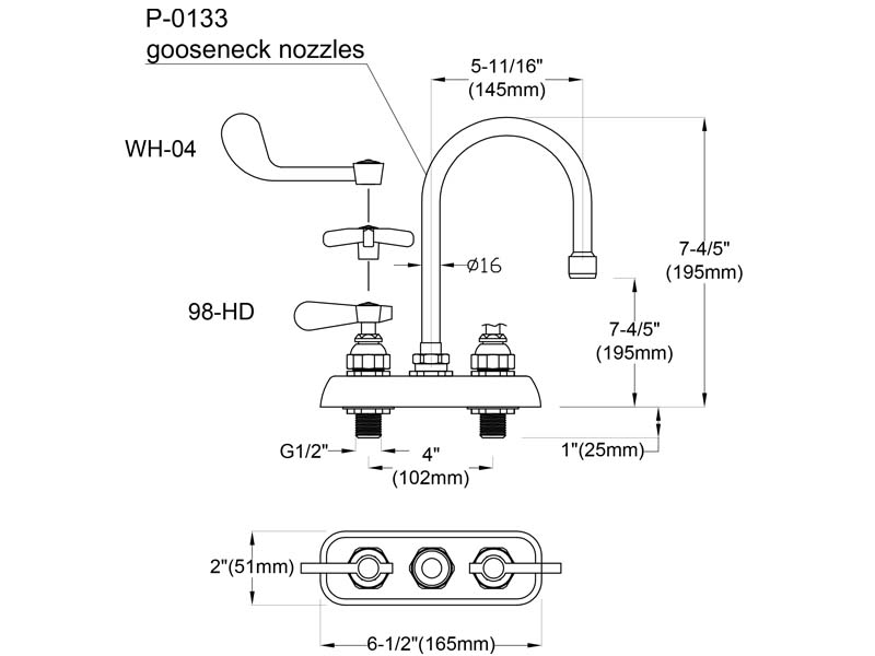 Bar Sink Faucet Size 9800-P3