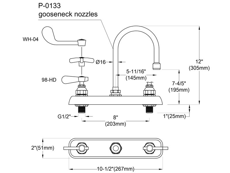 Bar Sink Faucet Size 9810-P3