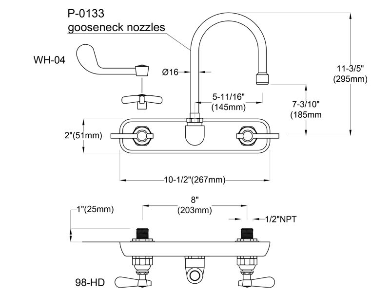 Bar Sink Faucet Size 9811-P3