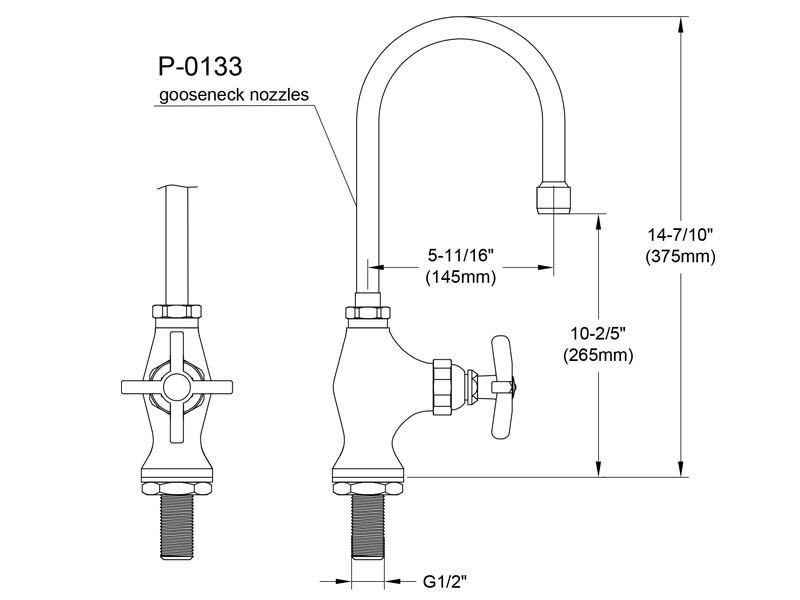 Cross Handle Faucet Size 9820-P3