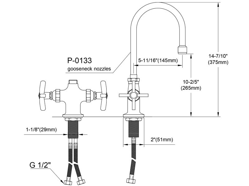Cross Handle Faucet Size 9822-P3