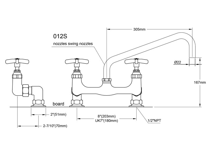 Cross Handle Faucet Size D9819-12