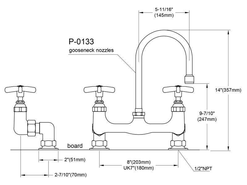 Cross Handle Faucet Size D9819-P3