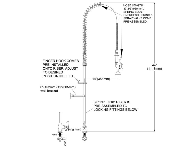 Dishwasher Pre Rinse Faucets Size 98008M-1