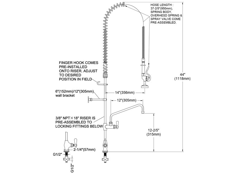 Dishwasher Pre Rinse Faucets Size 98008M-2