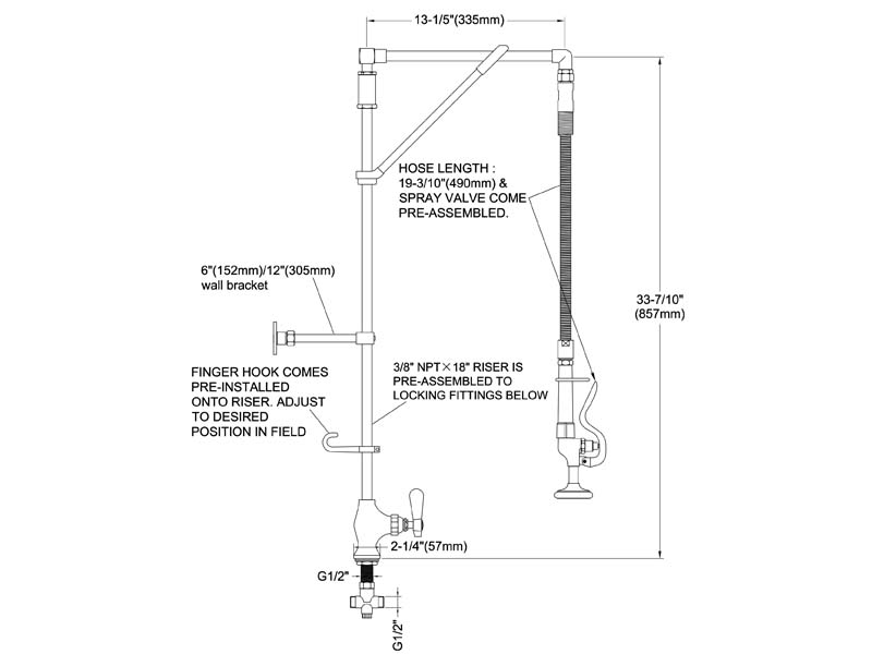Dishwasher Pre Rinse Faucets Size 98008M-M001