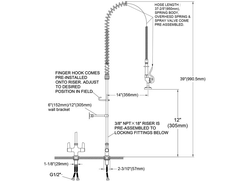 Eco Pre Rinse Faucet Size M98E-100
