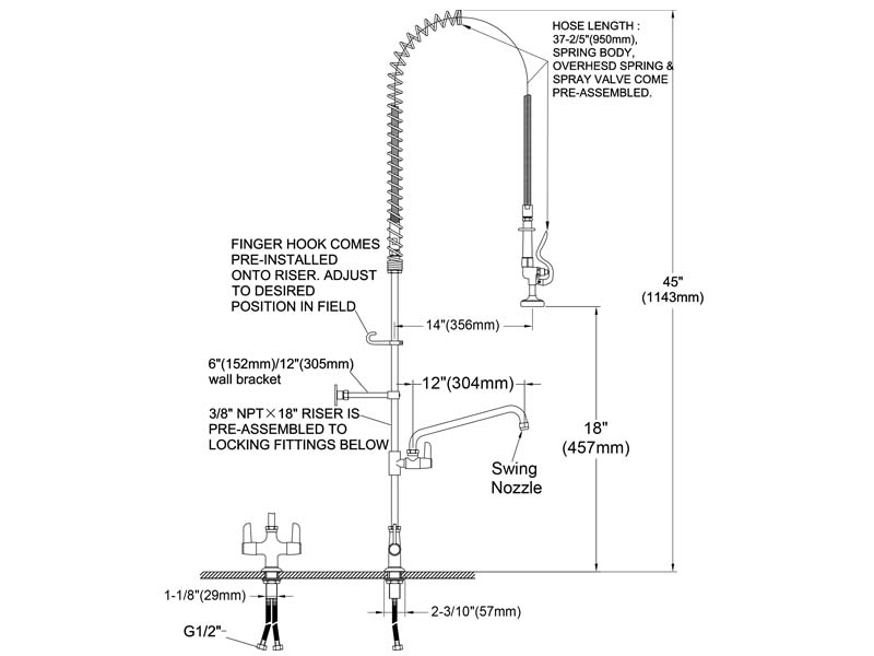 Eco Pre Rinse Faucet Size M98E-112A