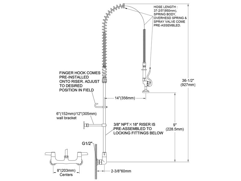 Eco Pre Rinse Faucet Size M98E-200