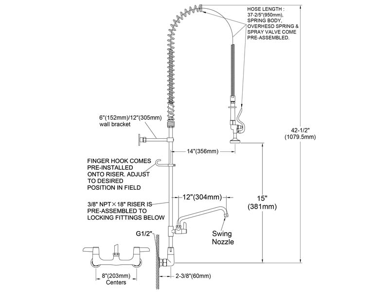 Eco Pre Rinse Faucet Size M98E-212A