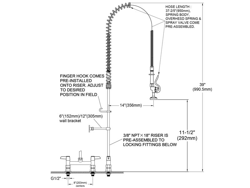 Eco Pre Rinse Faucet Size M98E-300