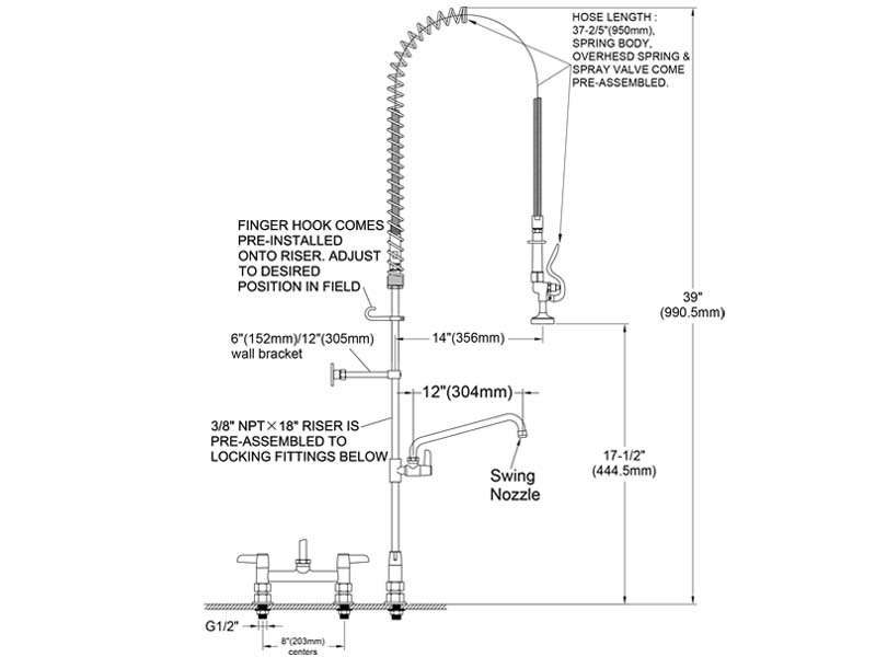 Eco Pre Rinse Faucet Size M98E-312A