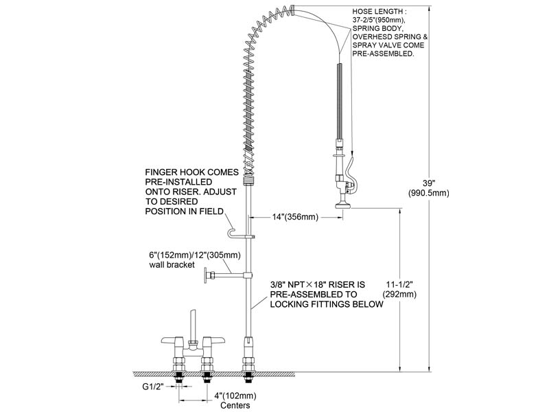 Eco Pre Rinse Faucet Size M98E-400