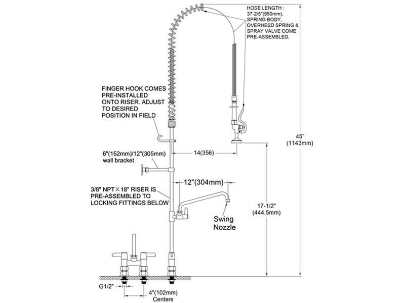 Eco Pre Rinse Faucet Size M98E-412A