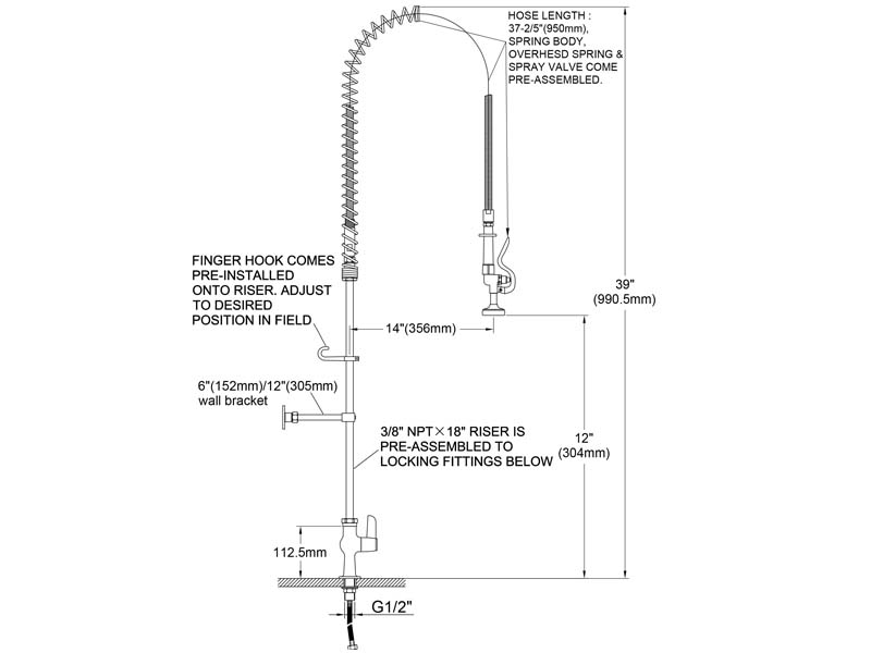 Eco Pre Rinse Faucet Size M98E-500