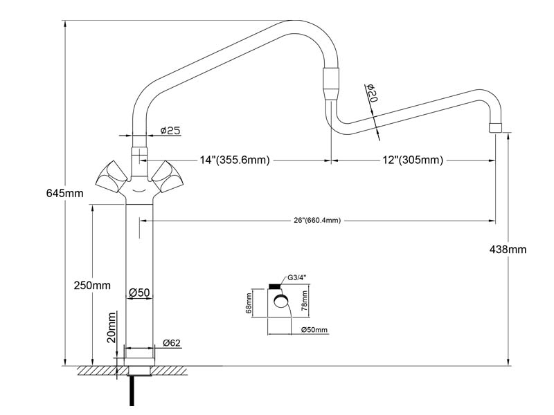 European Kitchen Faucet Size 20126