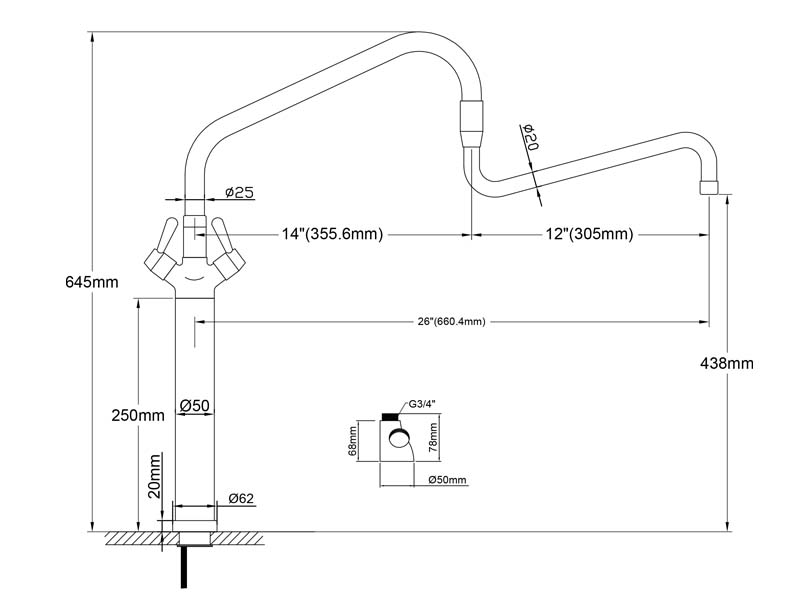 European Kitchen Faucet Size 20127