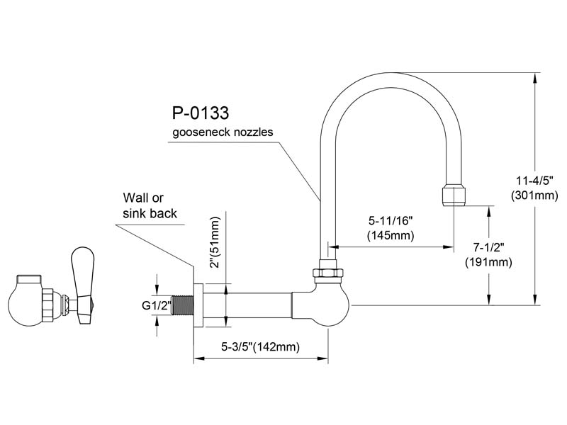 Hand Sink Faucet Size 9817-P3