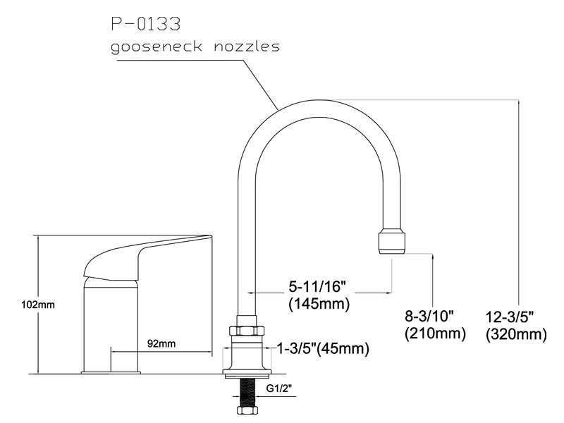 Hand Sink Faucet Size M-2742-P3