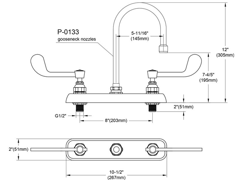 Medical Faucet Size 9804-P3