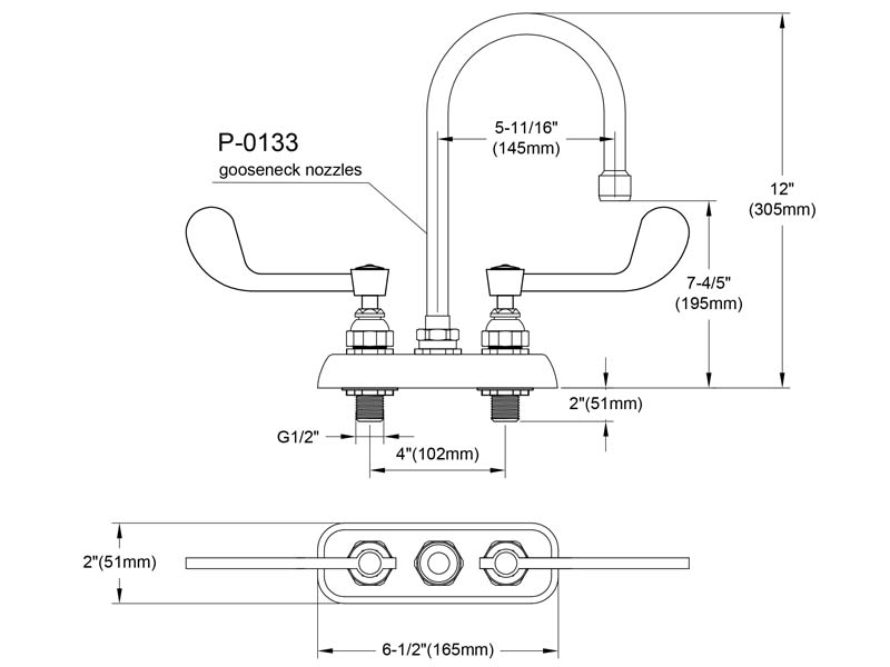 Medical Faucet Size 9807-P3