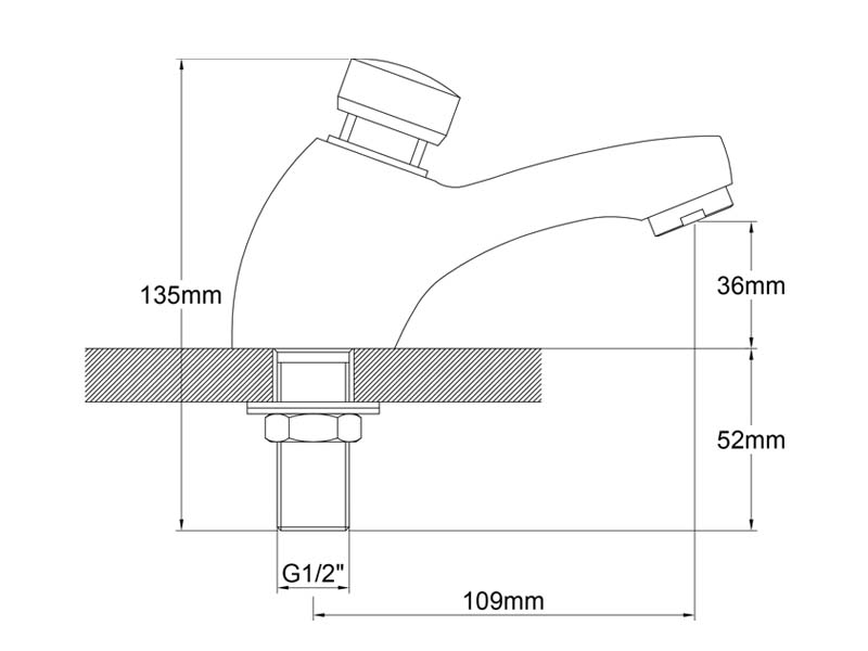 Metering Faucet Size GR102