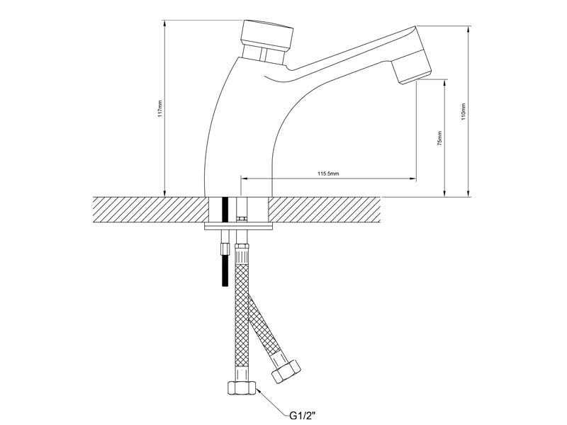 Metering Faucet Size GR102M
