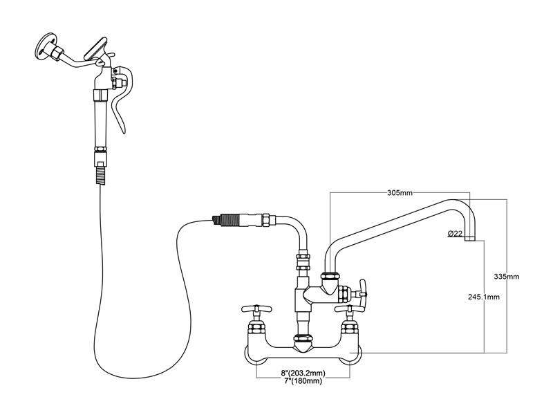 Pot Filler Faucet Size BF9819-M600-AS