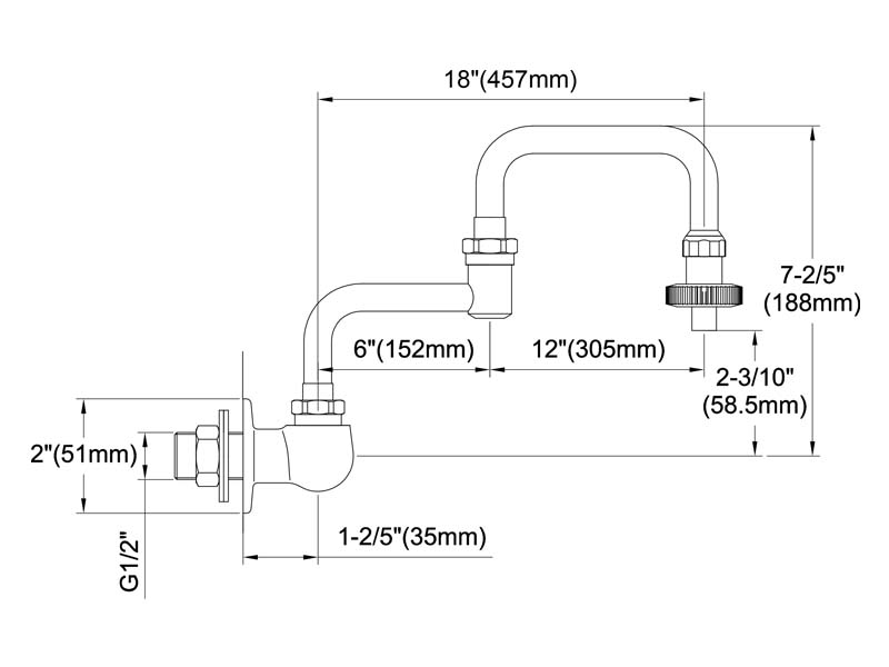 Pot Filler Faucet with Volume Control Size 9808-008VDJ