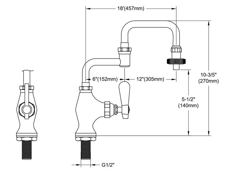 Pot Filler Faucet with Volume Control Size 9812-008VDJ