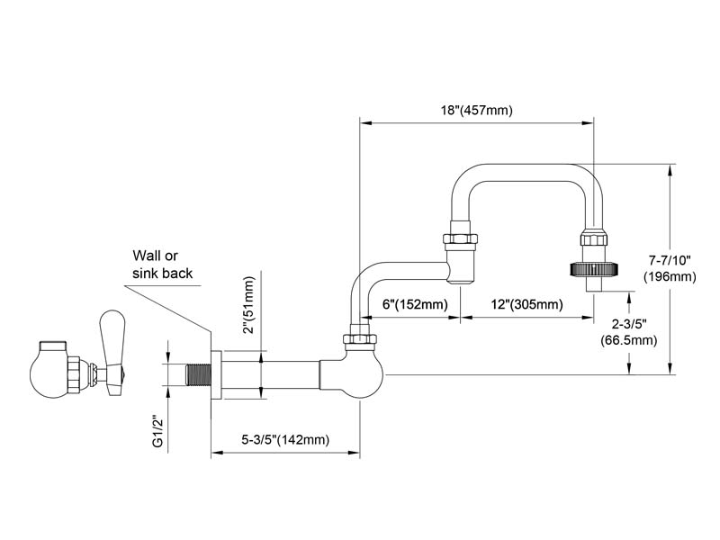 Pot Filler Faucet with Volume Control Size 9817-008VDJ