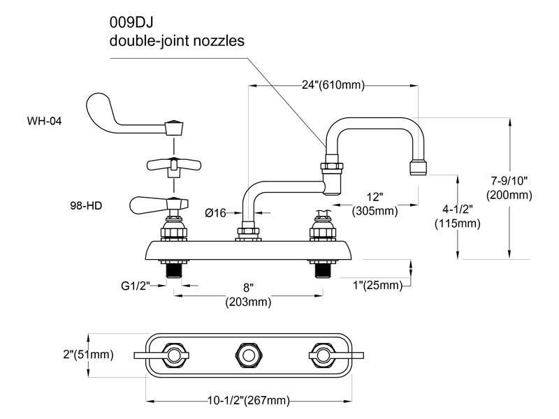 Pot Filler Kitchen Faucet Size 9810-009DJ
