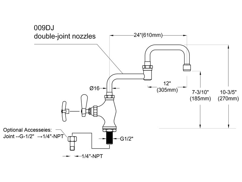 Pot Filler Kitchen Faucet Size 9812-009DJ