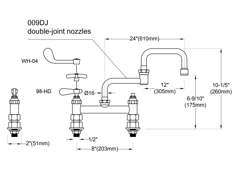 Pot Filler Kitchen Faucet Size 9813-009DJ