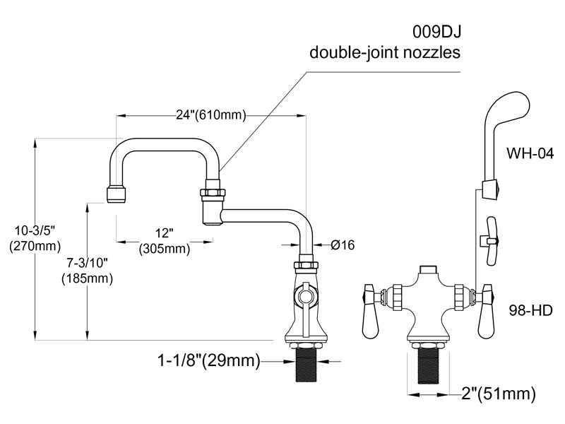 Pot Filler Kitchen Faucet Size 9816-009DJ