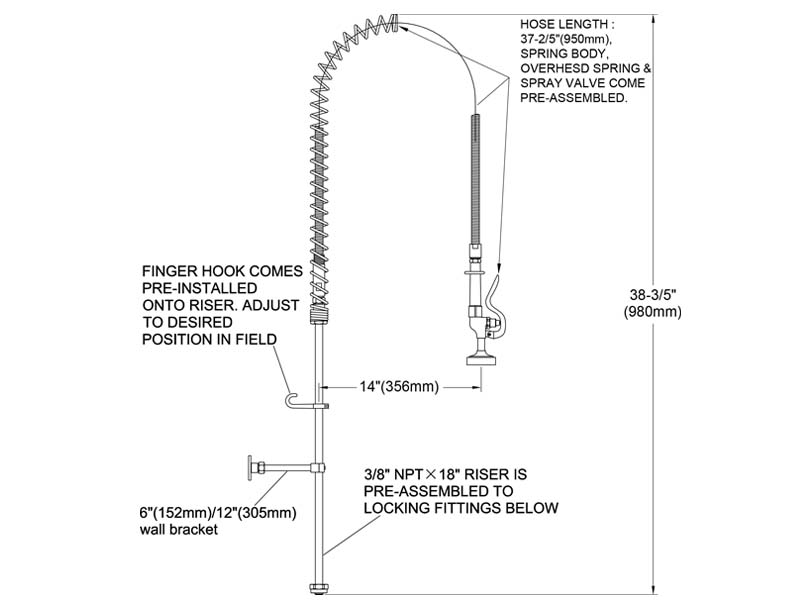 Pre Rinse Faucet Parts Size 98000