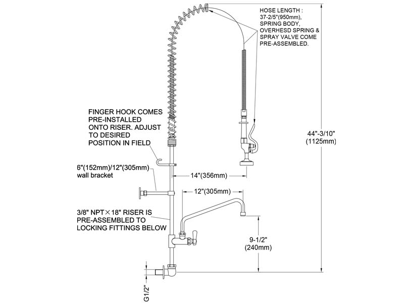 Pre-Rinse Faucet Size 98010-2