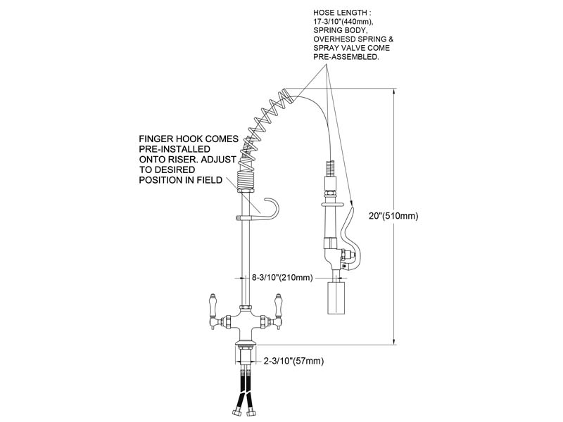 Pre Rinse Kitchen Faucet Size 98001MN-1C