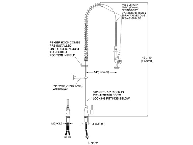 Restaurant Pre Rinse Faucet Size 98005-1