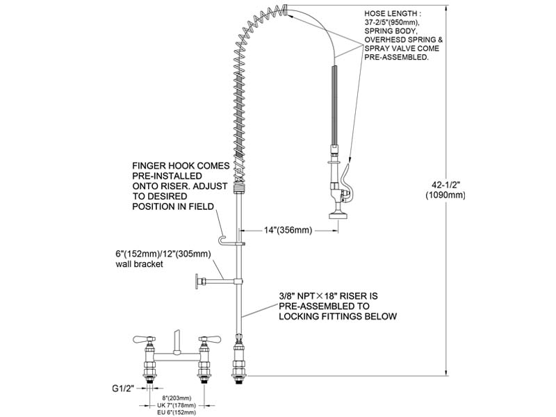 Restaurant Pre Rinse Faucet Size 98007-1