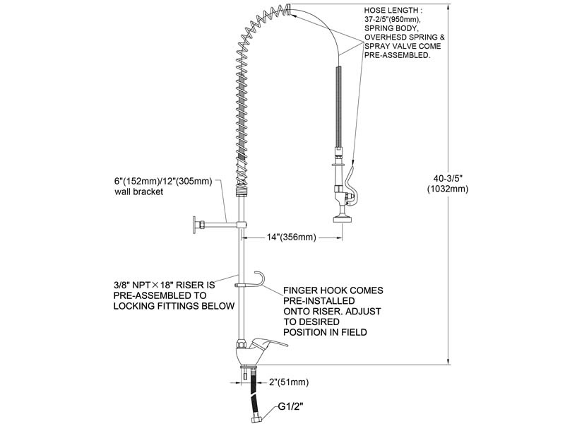 Restaurant Pre Rinse Faucet Size 98012-1