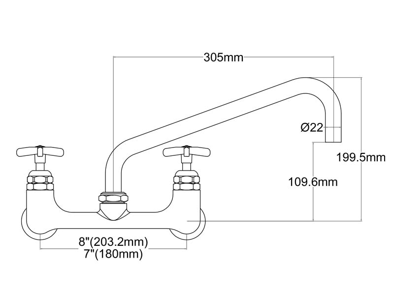 Restaurant Sink Faucet Size BF9819-12