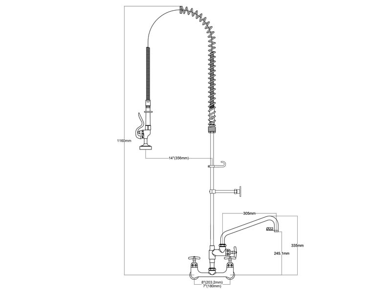 Restaurant Sink Faucet Size BF98192-2